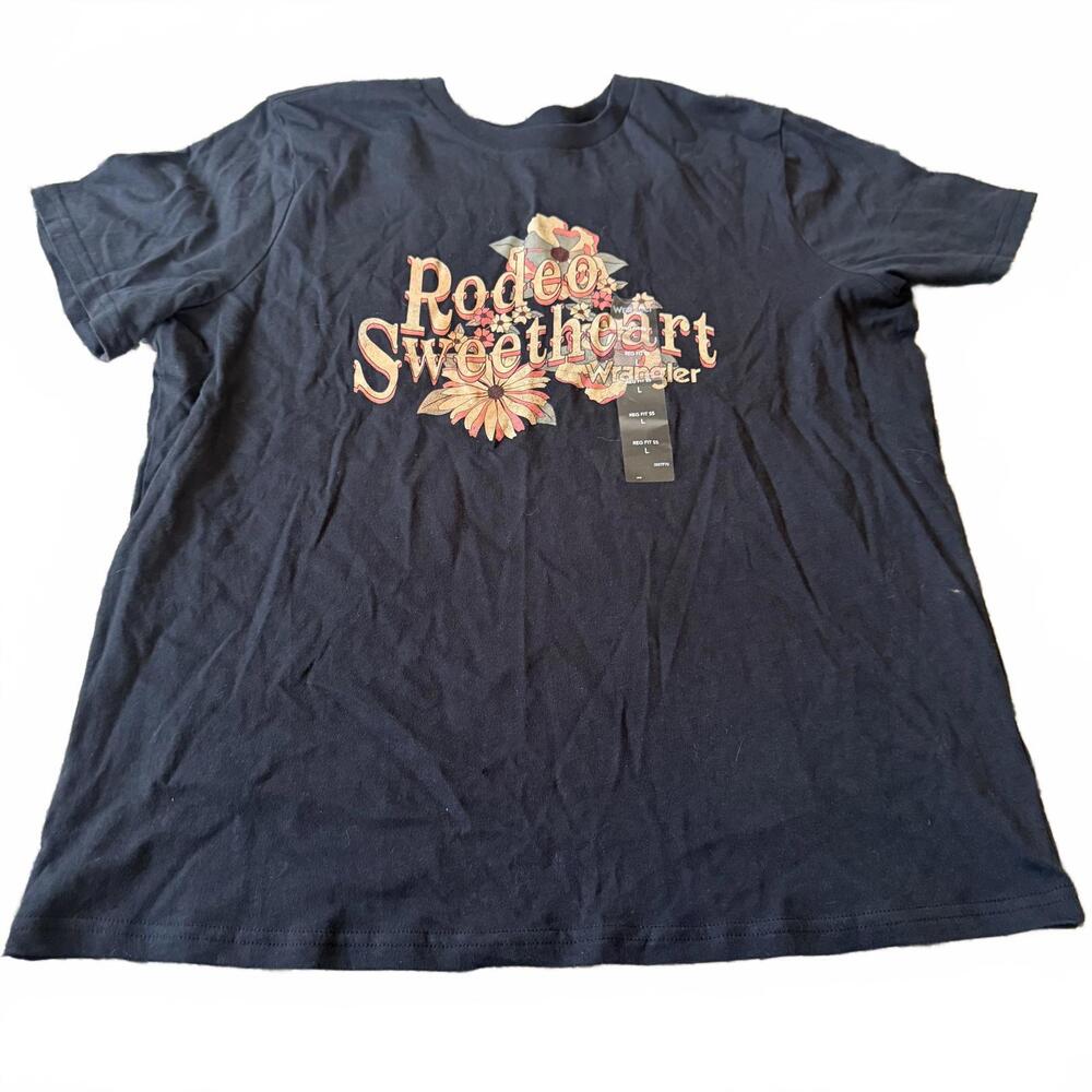 Wrangler Rodeo Sweetheart Graphic Tee Western Cowgirl Shirt L